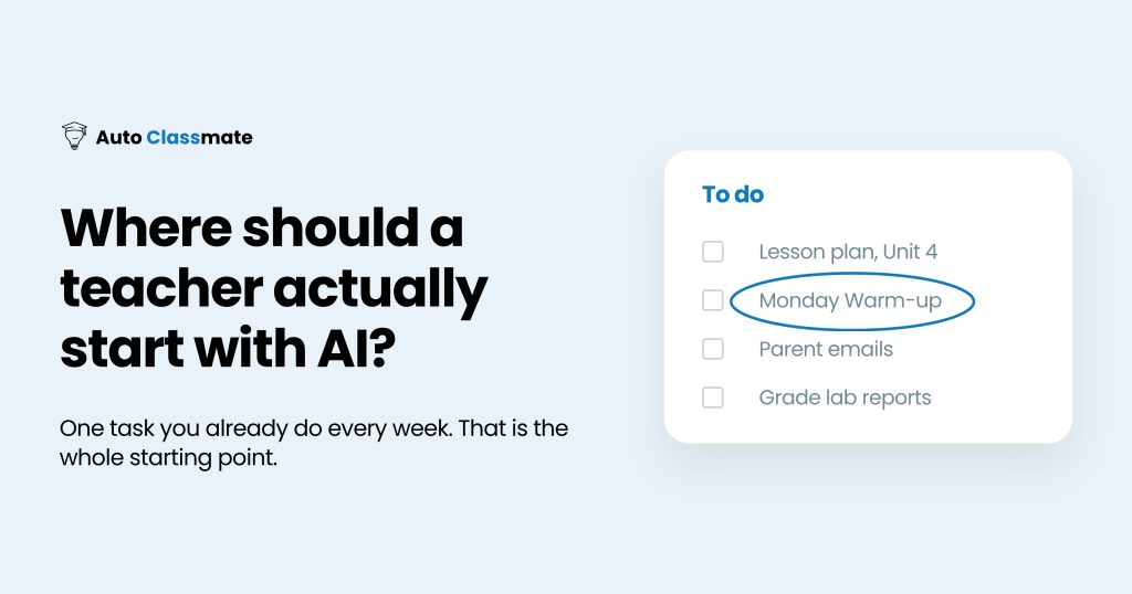 Where should a teacher actually start with AI?